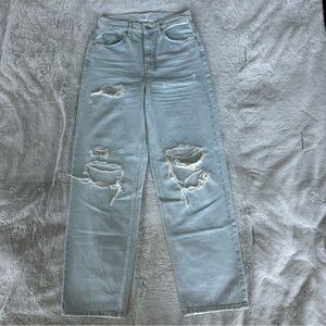 BDG High-Wasted Light-Wash Distressed Baggy Jeans
